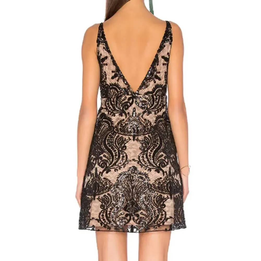 Free People Dress Night Shimmer Mini Black Sequin Going Out Party Hoco Occasion